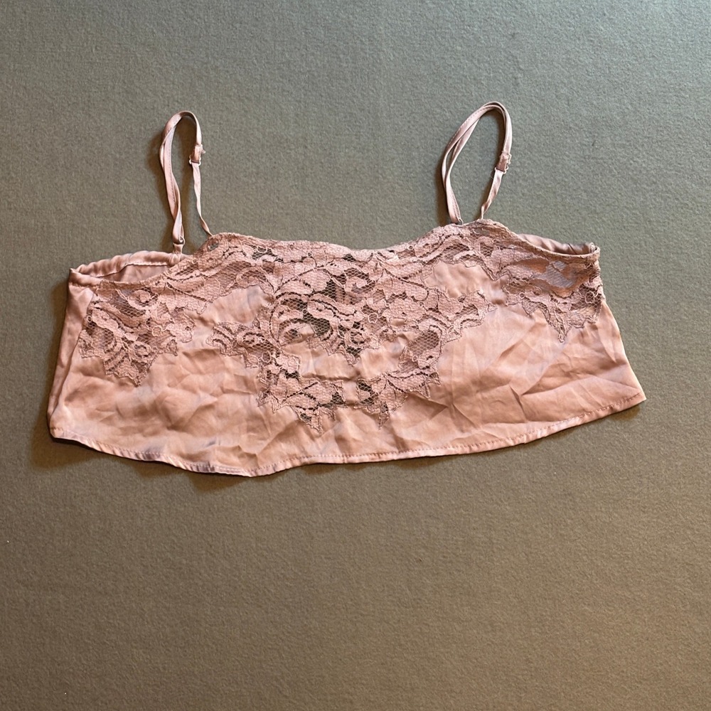 Garage Pink Lace Satin Crop Cami Top Adjustable Straps S Fairy Boho Princess